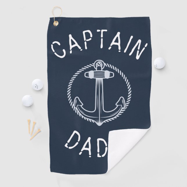 Captain Daddy Nautical Navy Blauer Name Golfhandtuch (Insitu)