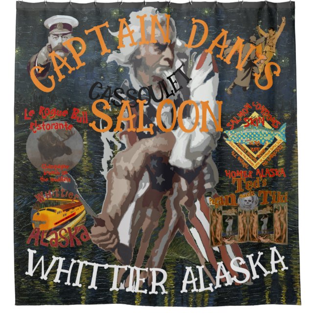 CAPTAIN DAN'S SALOON WHITTIER ALASKA DUSCHVORHANG (Vorderseite)