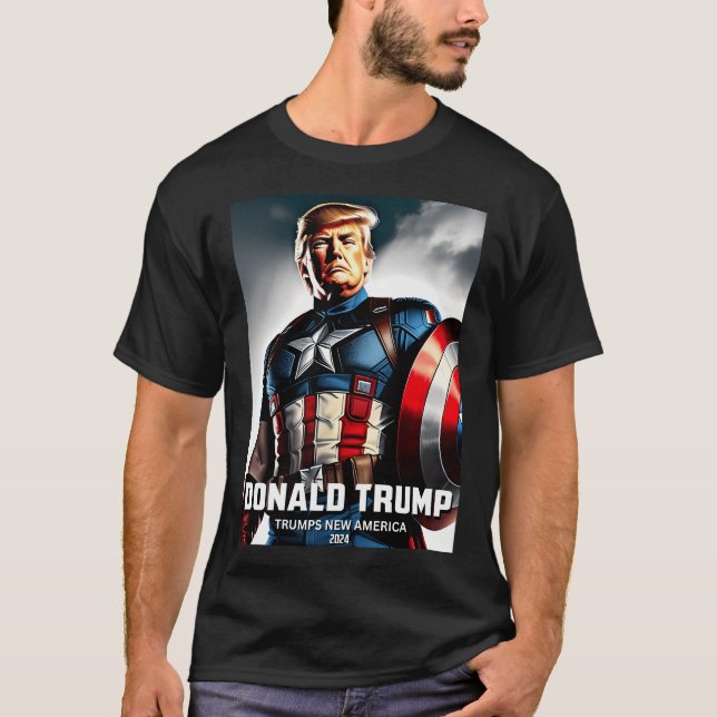 Captain Donald Trump 1 Trumps New America T-Shirt (Vorderseite)