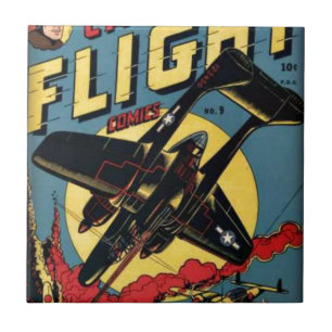 Captain Flight Vintage Golden Age Comic Buch Fliese