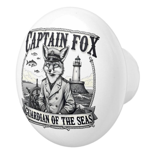 Captain Fox Guardian of Seas Nautical Design Keramikknauf (Rechts)