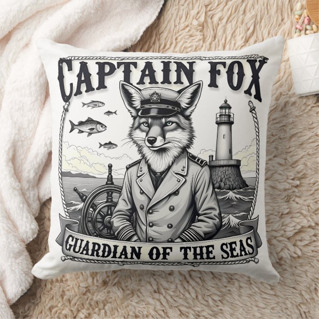 Captain Fox Guardian of Seas Nautical Design Kissen (Decke)