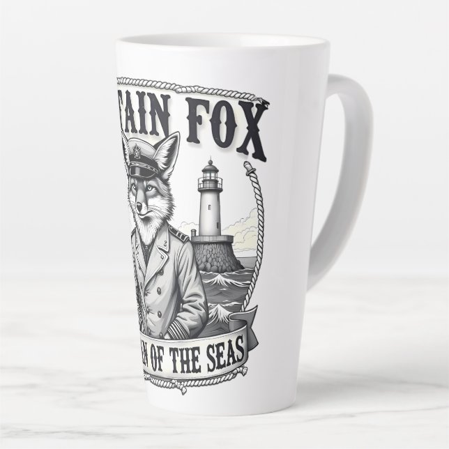 Captain Fox Guardian of Seas Nautical Design Milchtasse (Rechte Ecke)