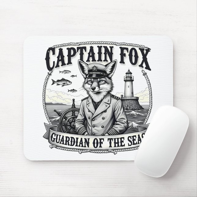 Captain Fox Guardian of Seas Nautical Design Mousepad (Mit Mouse)