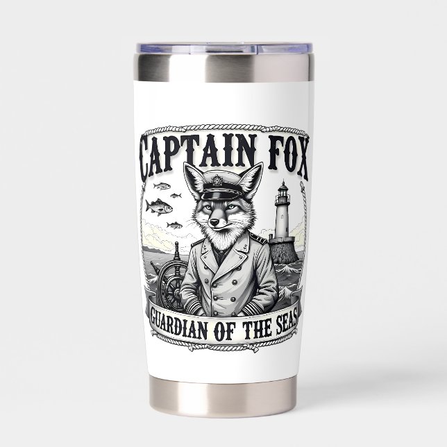 Captain Fox Guardian of Seas Nautical Design Thermobecher (Vorderseite)