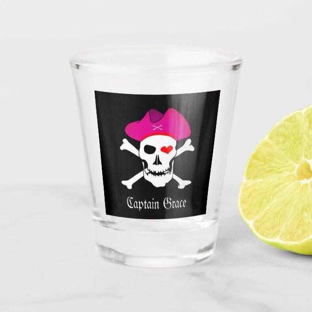 Captain Grace & Pirates Flag, Skull / Party Drinks Schnapsglas (Vorderseite)