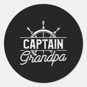 Captain Grandpa Funny Boot Segelangebot für Gr Runder Aufkleber