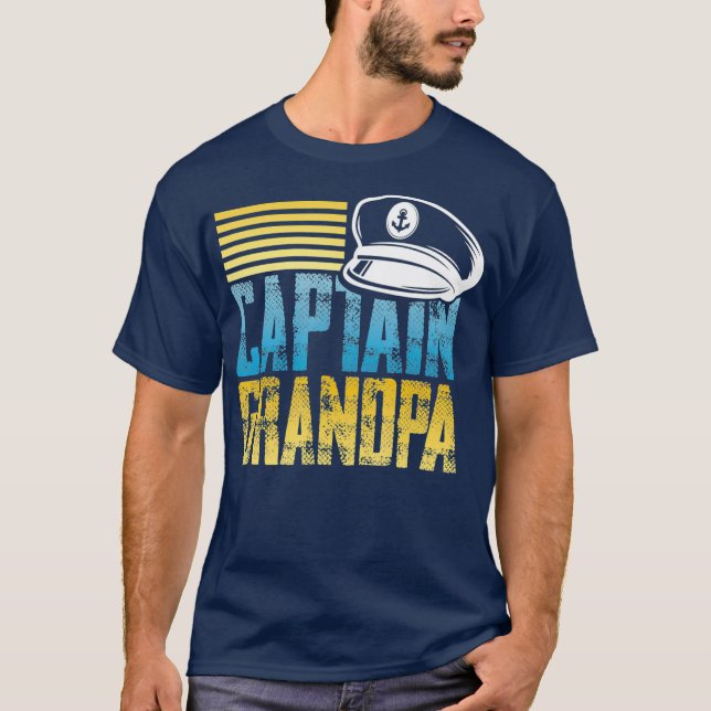 Captain Grandpa Sailing Captain Hat Boat Lover T-Shirt (Vorderseite)