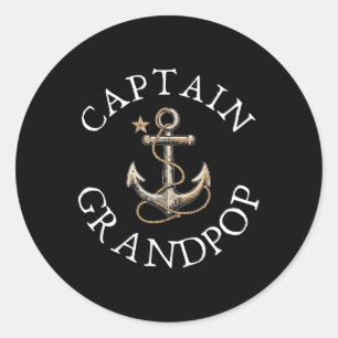 Captain Grandpop Boat Segelboot Vintag Anch Runder Aufkleber