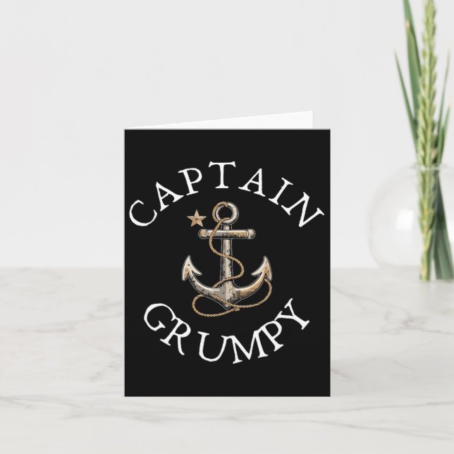 Captain Grumpy Boat Segelboot Vintager Anker Karte (Vorderseite)