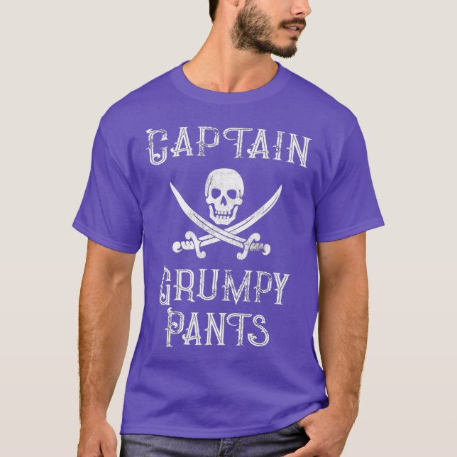 Captain Grumpy Pants Personalisiert Pirate Pontoon T-Shirt (Vorderseite)