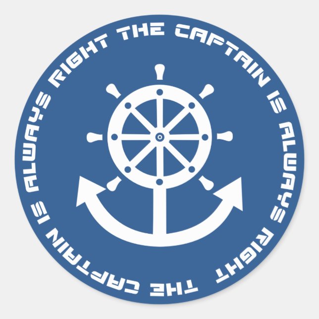 Captain hat immer recht runder aufkleber (Vorderseite)