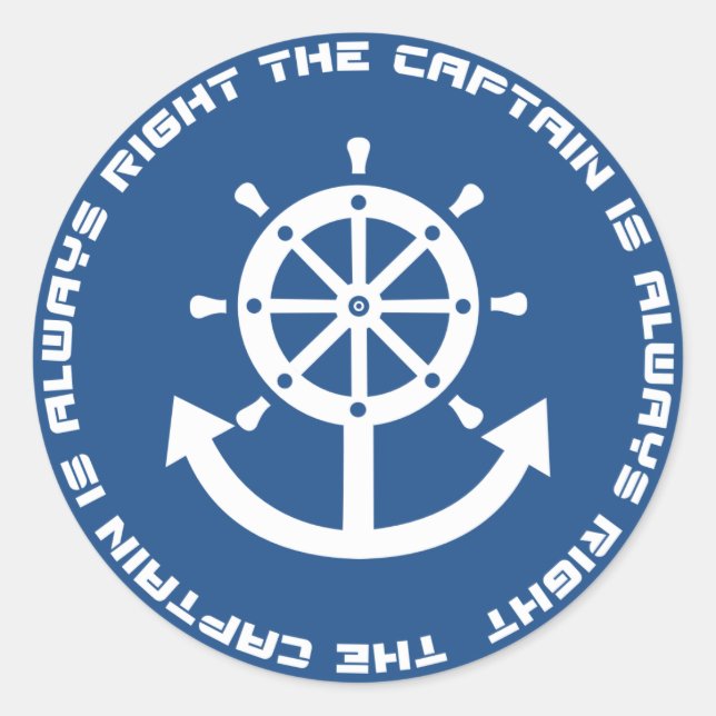 Captain hat immer recht runder aufkleber (Vorderseite)