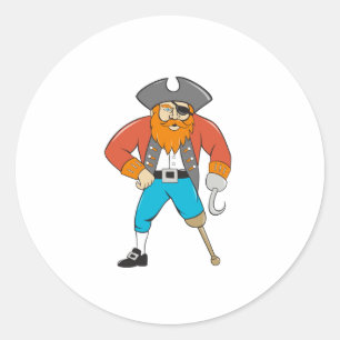 Captain Hook Pirate Wooden Leg Cartoon Runder Aufkleber