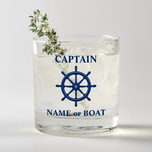 Captain, Ihr Name oder Boot Nautical Helm Wheel Na Whiskyglas (Von Creator hochgeladen)
