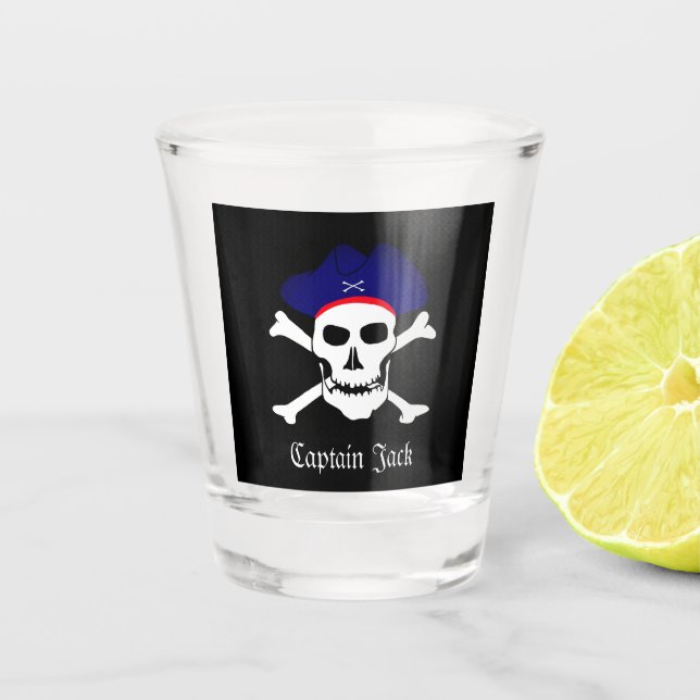 Captain Jack & Pirates Flag, Skull / Party Drinks Schnapsglas (Vorderseite)