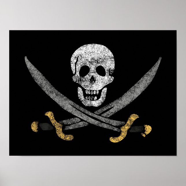 Captain Jack Rackhams Piratenflagge Pirate Flag Poster (Vorne)