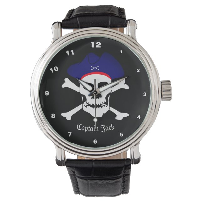 Captain Jack Watch, Pirates Flag, Skull /Boot Armbanduhr (Vorderseite)
