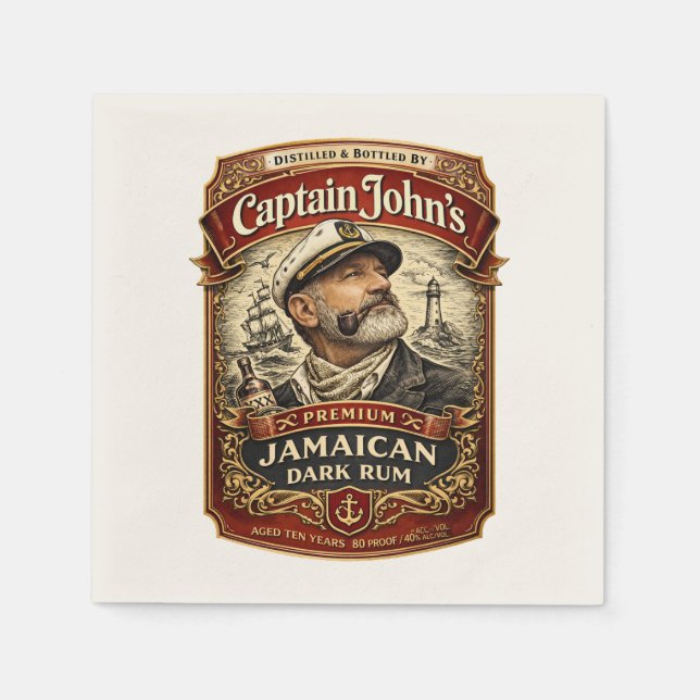 Captain John's Premium Jamaikanischer Rum Trink Se Serviette (Vorderseite)