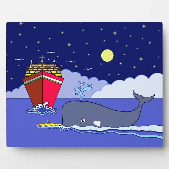 Captain Kayak Gerettet von Whale Fotoplatte (Vorderseite)