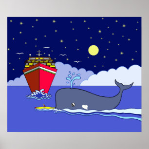 Captain Kayak Gerettet von Whale Poster