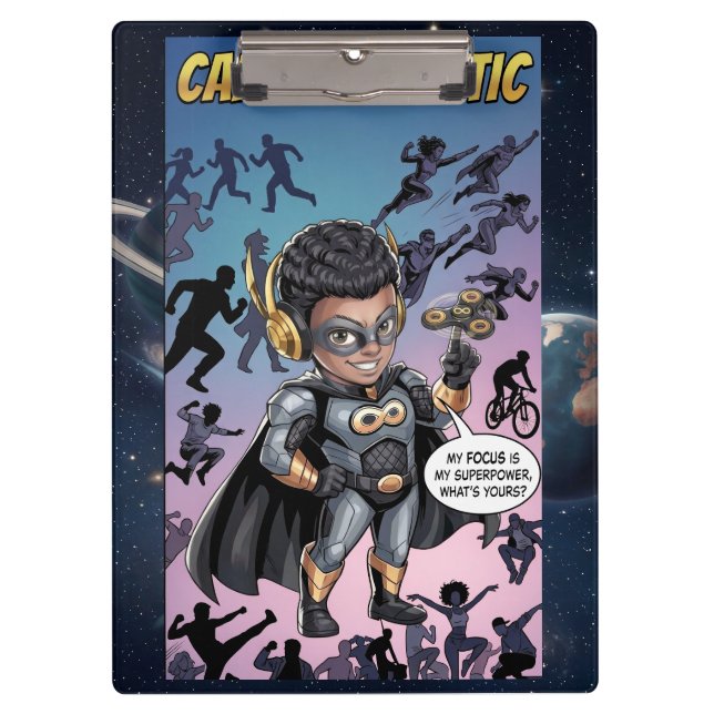Captain Kinetic Comic Superheld Sensory Klemmbrett (Vorderseite)