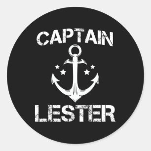 Captain Lester Funny Birthday Personalisiert Name  Runder Aufkleber