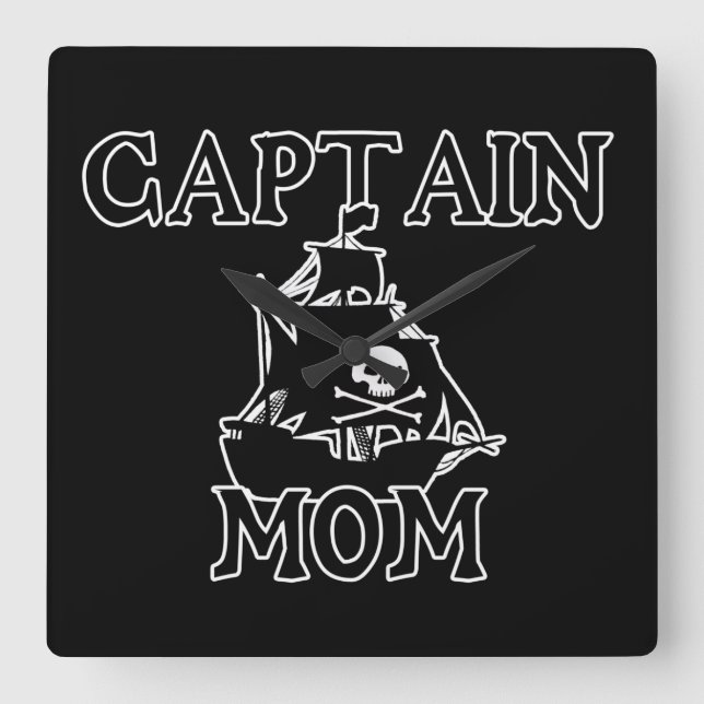 Captain Mama Quadratische Wanduhr (Vorderseite)
