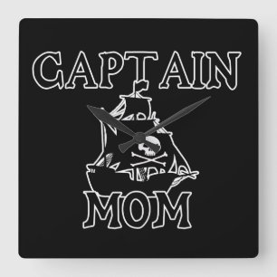 Captain Mama Quadratische Wanduhr