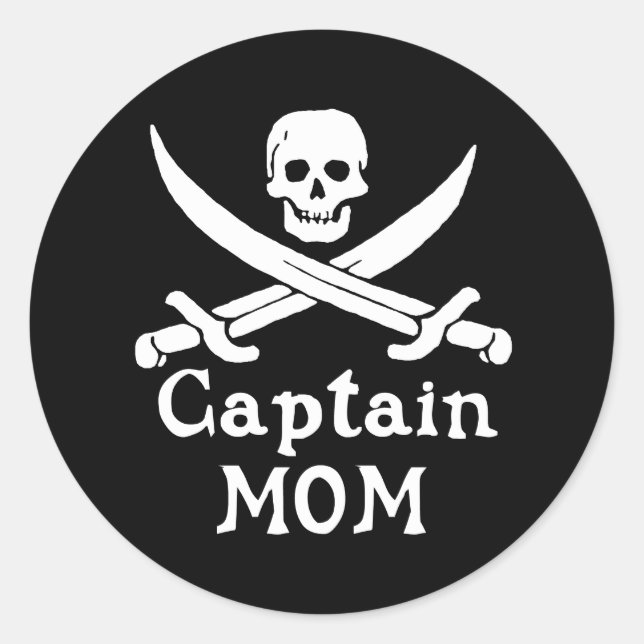 Captain Mama Runder Aufkleber (Vorderseite)