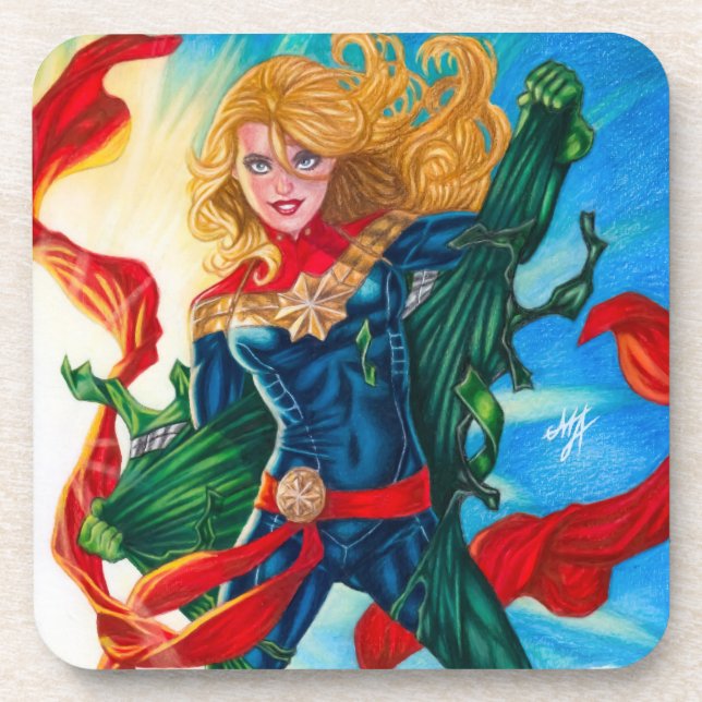 Captain Marvel ~ Carol Danvers Getränkeuntersetzer (Vorderseite)