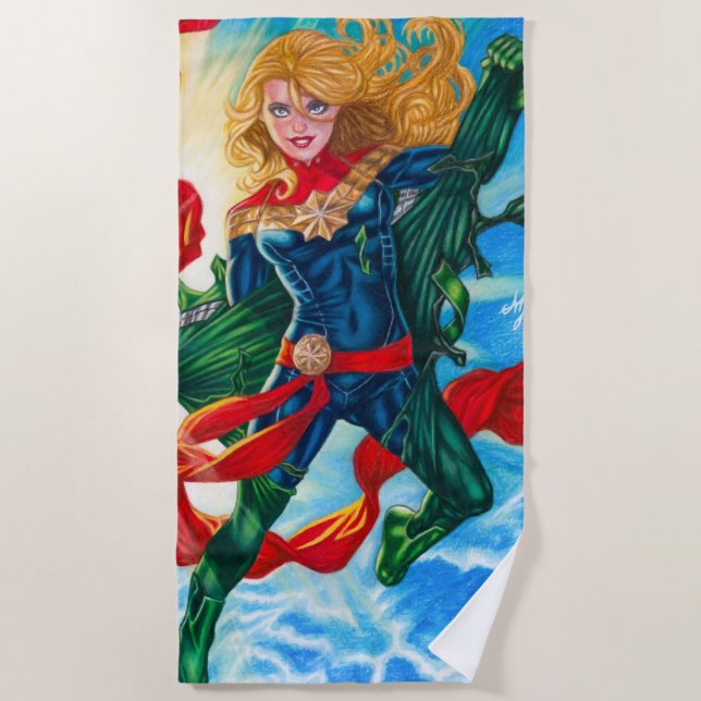 Captain Marvel ~ Carol Danvers Strandtuch (Vorderseite)