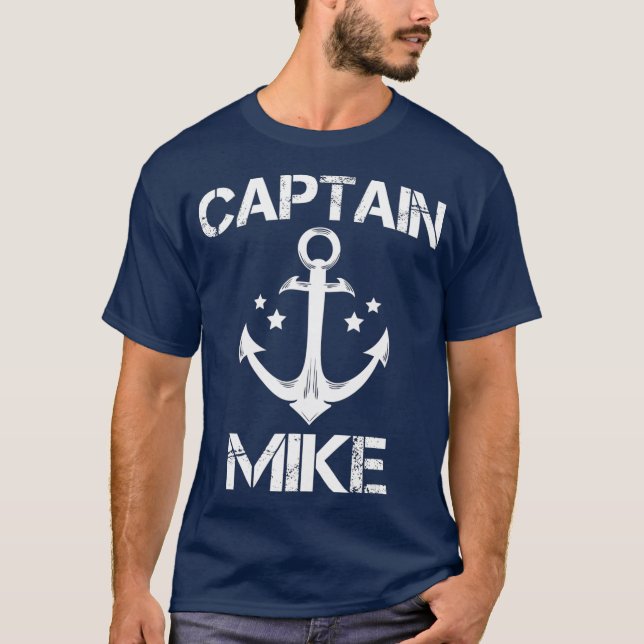 CAPTAIN MIKE Funny Birthday Personalized Name T-Shirt (Vorderseite)