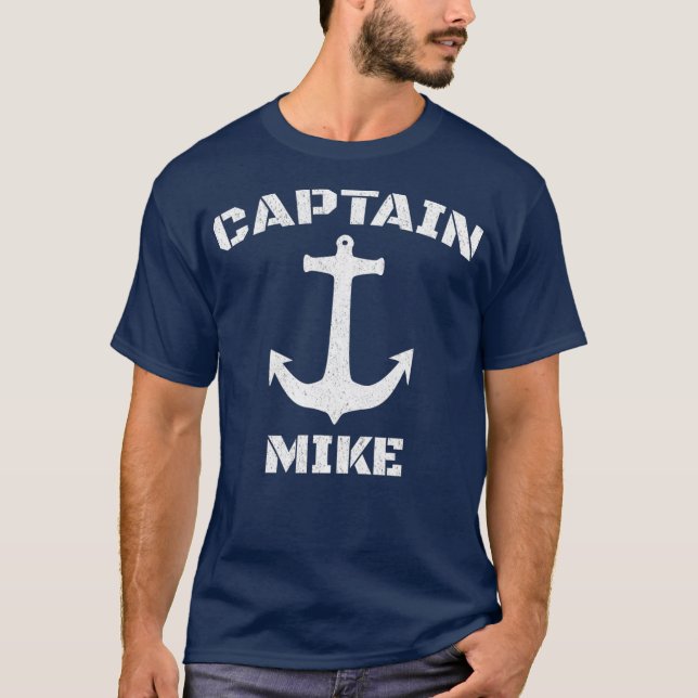 Captain Mike Personalisiert Bootmann T-Shirt (Vorderseite)