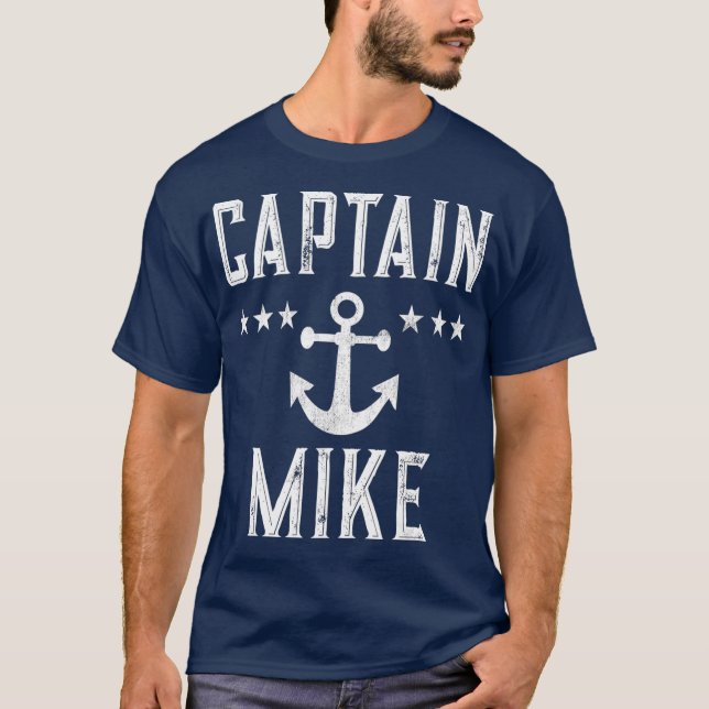 Captain Mike Personalized Boating Lover Name T-Shirt (Vorderseite)