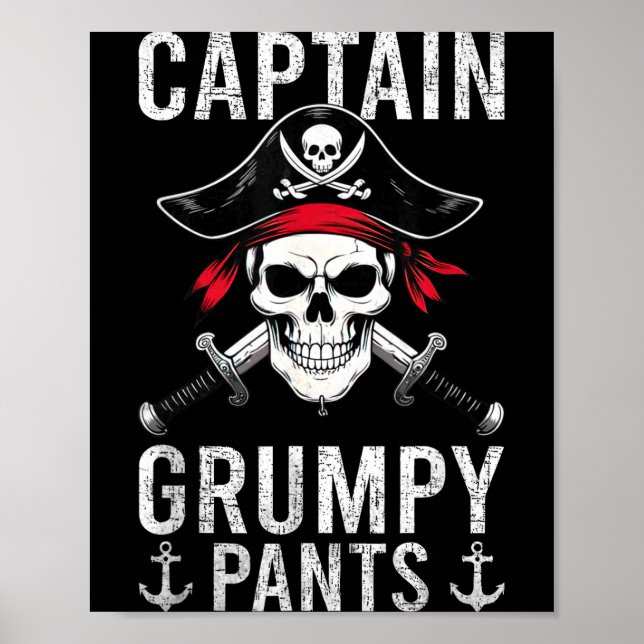 Captain Mpy Pants Rate Humor Skull Graphic  Poster (Vorne)