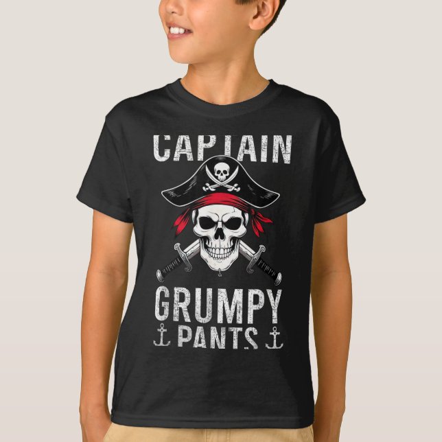 Captain Mpy Pants Rate Humor Skull Graphic  T-Shirt (Vorderseite)