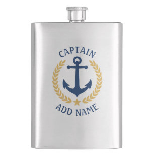 Captain Name Nautical Anchor Gold Style Laurel Flachmann