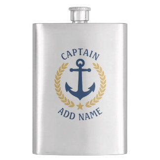 Captain Name Nautical Anchor Gold Style Laurel Flachmann