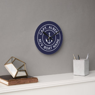Captain Navy Blue Personalisiert Round Wall Clock Runde Wanduhr