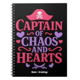 Captain of Chaos and Hearts Pirate Graphic Notizblock