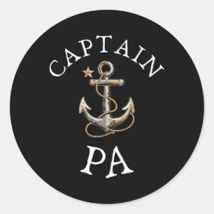 Captain Pa Boat Segelboot Vintager Ankerspass Runder Aufkleber