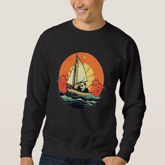 Captain Panda Summer Boat Family Vacation Sweatshirt (Vorderseite)