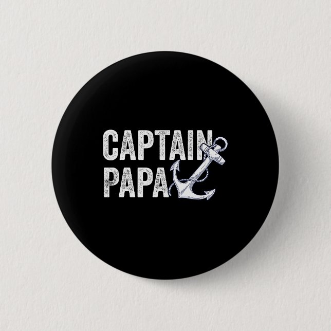 Captain Papa Pontoon Gift Lake Sailor Fischerboot Button (Vorderseite)
