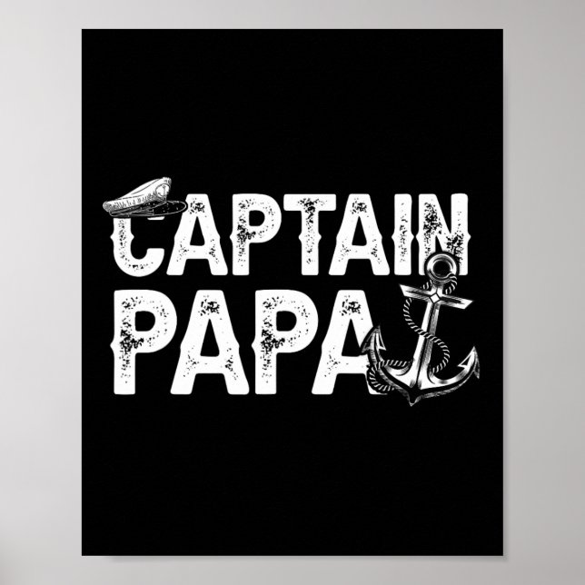 Captain Papa Pontoon Lake Sailor Fishing Boating F Poster (Vorne)