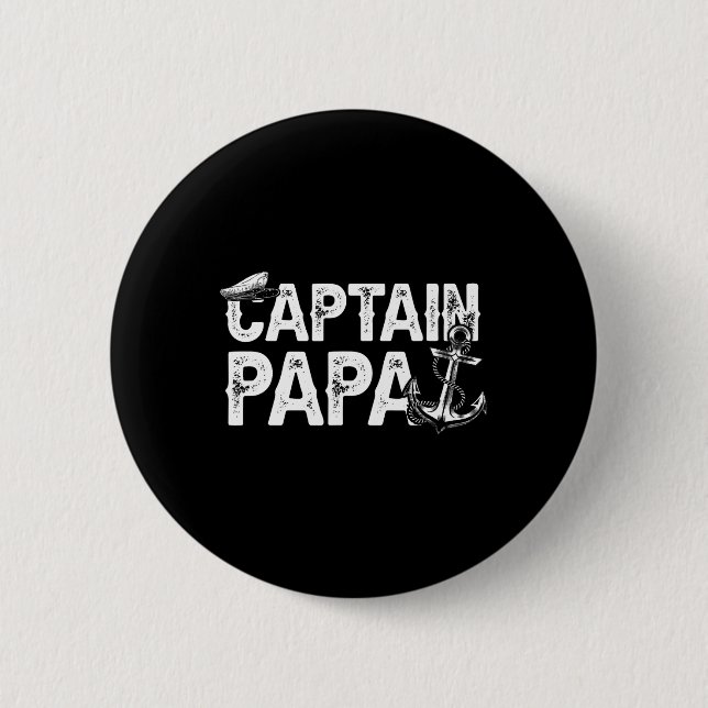 Captain Papa Pontoon Lake Sailor Fishing Bootfahre Button (Vorderseite)