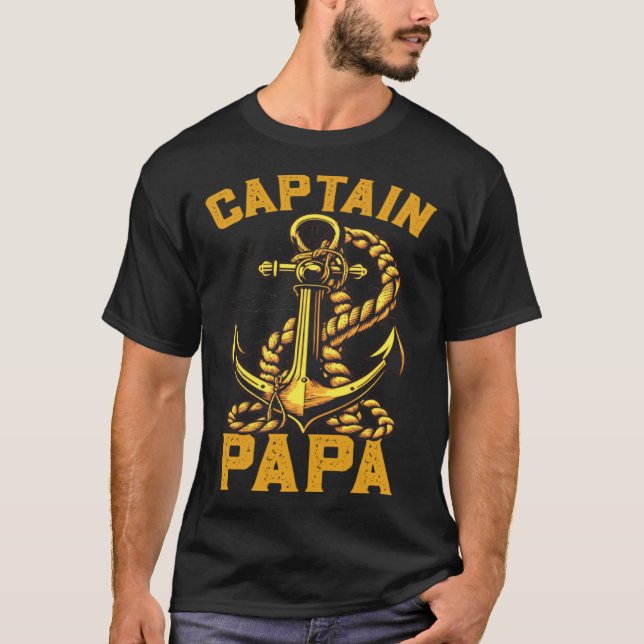 Captain Papa Pontoon Sailing Boat Dad Daddy Father T-Shirt (Vorderseite)