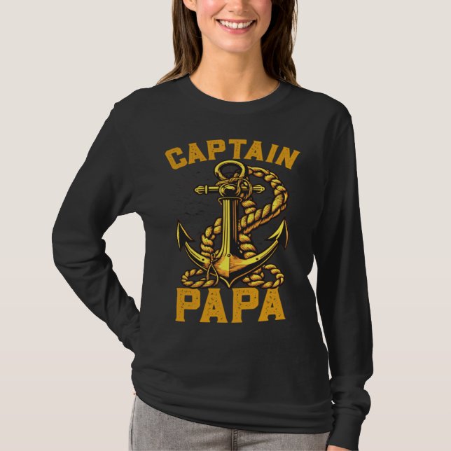 Captain Papa Pontoon Sailing Boat Dad Daddy Father T-Shirt (Vorderseite)