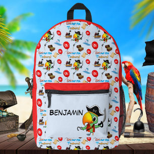Captain Parrot Schatz Pirat Personalisiert Bedruckter Rucksack
