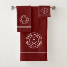 Captain Personalisiert Anchor Logo Maroon Handtuch